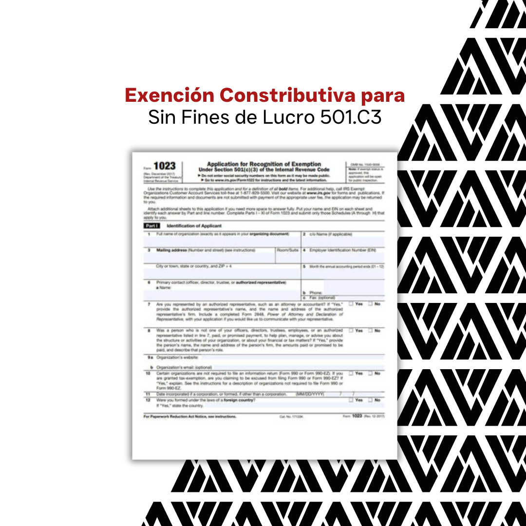 Exención Contributiva para Sin Fines de Lucro 501.C3 (IRS)