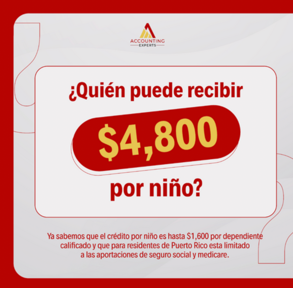 ¿Quién puede recibir $4,800 de crédito por niño?