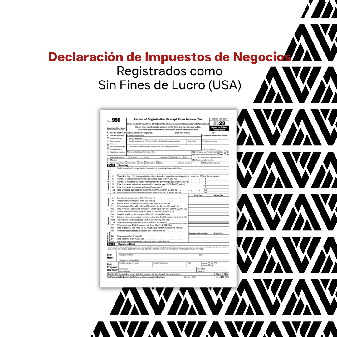 Declaración de Impuestos de Negocios Registrados como Sin Fines de Lucro (USA)
