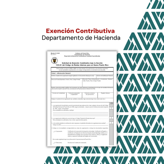 Exención Contributiva para Sin Fines de Lucro (Departamento de Hacienda)